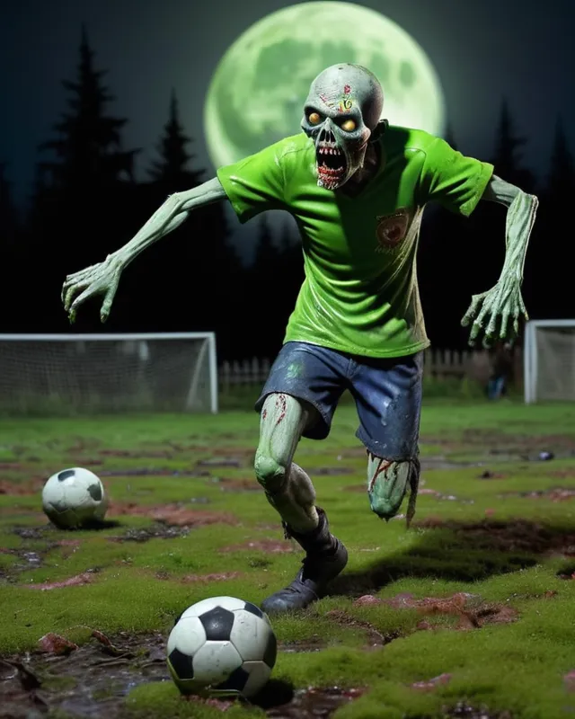 Zombie playing soccer